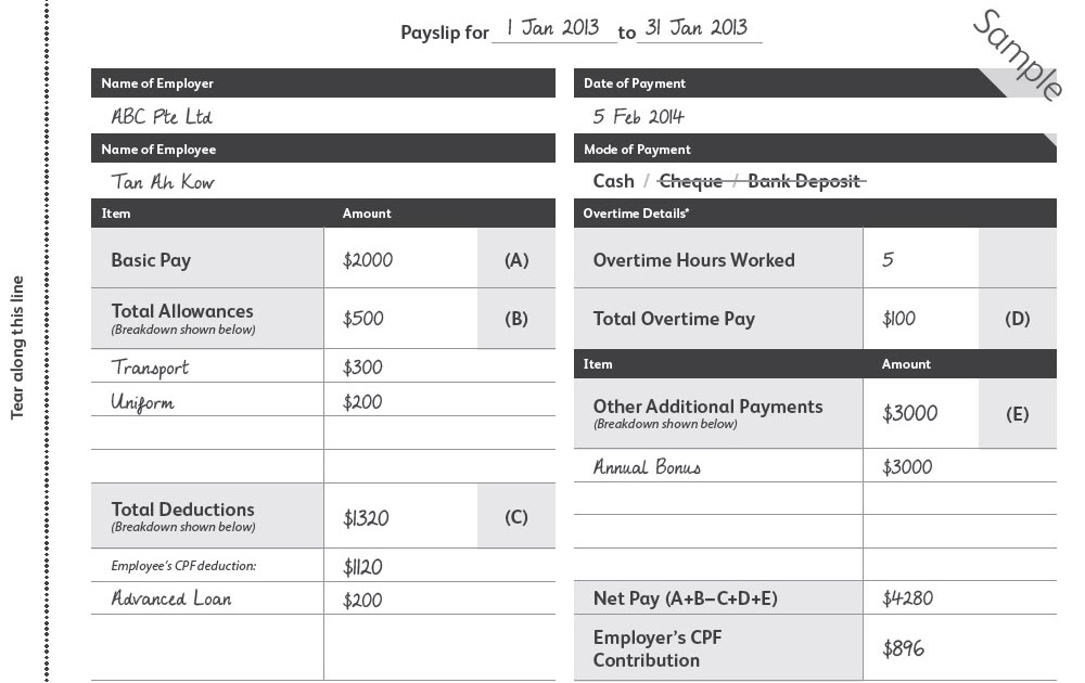 Excel Pay Slip Template Singapore 6 Payslip Template Excel South