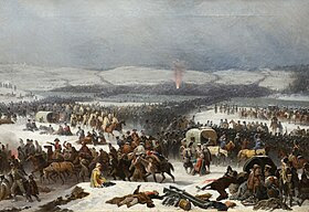 Napoléon traversant la BérézinaHuile sur toile de Janvier Suchodolski, 1866, Musée national de Poznań