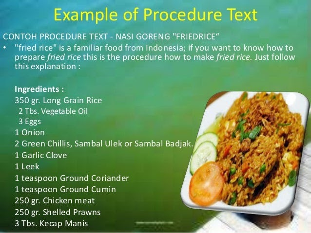 Procedure text how to make fried rice singkat