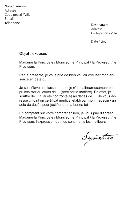 Lettre Explicative Pour Manque De Document Gratuit  Exemple de Lettre