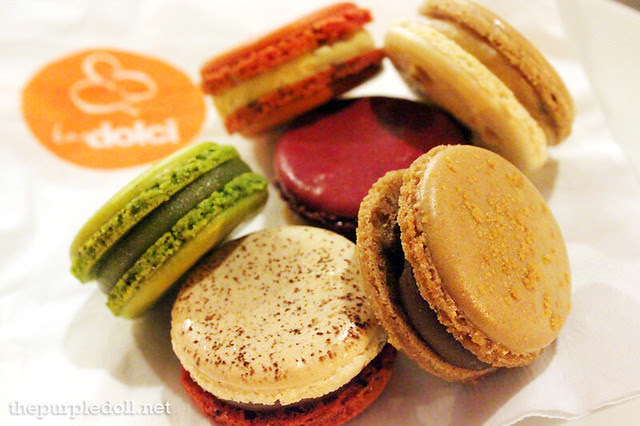 Bar Dolci Pistachio, Salted Caramel, Peanut Butter, Ferrero, Biscotino and Dark Chocolate Macarons