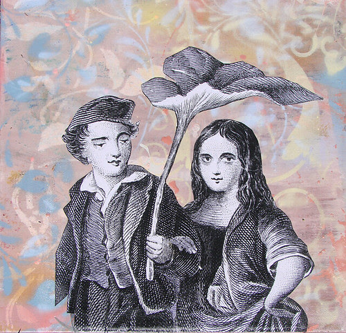 Abstract_collage_mixed medium_First Love 12X12 Original Collage