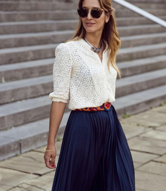 Beautiful Skirts: Lace shirt & maxi skirt