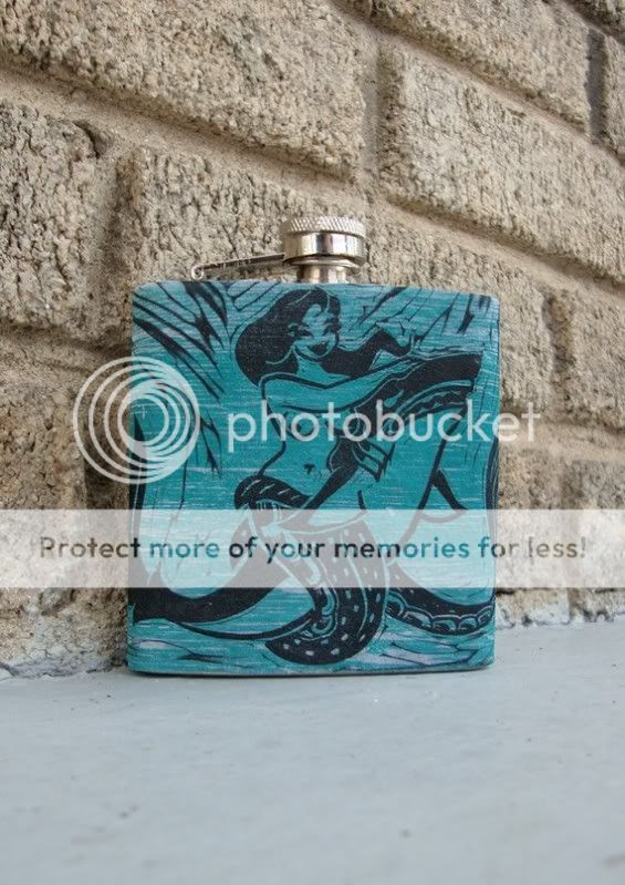 old school tattoo mermaid flask