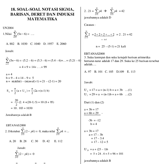 Contoh Soal Induksi Matematika Beserta Jawabannya