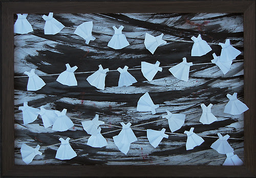 Stringed White Dresses - An Installation
