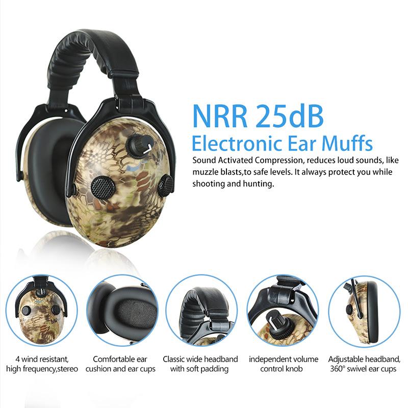 Electronic Shooting Ear Protection Earmuff Hunting Ear Muffs Camouflage
