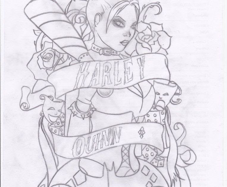 Harley Quinn Tattoo Stencil - Best Tattoo Ideas