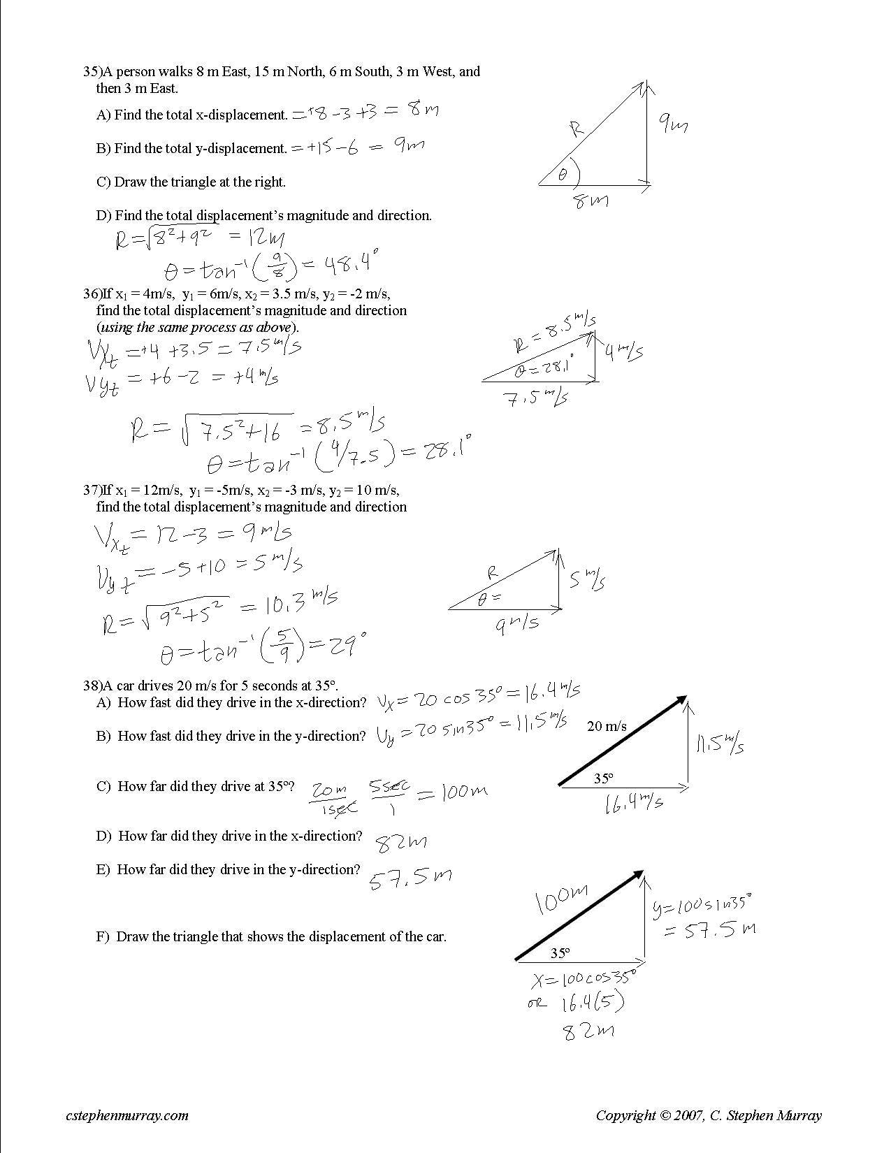 Graphical Addition Of Vectors Worksheet Answers