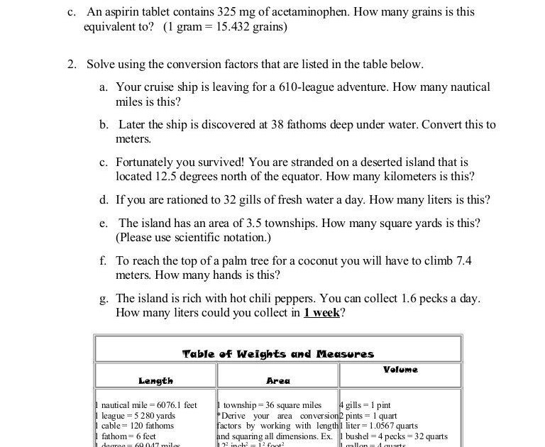 Dimensional Analysis Worksheet 2 WorksSheet List