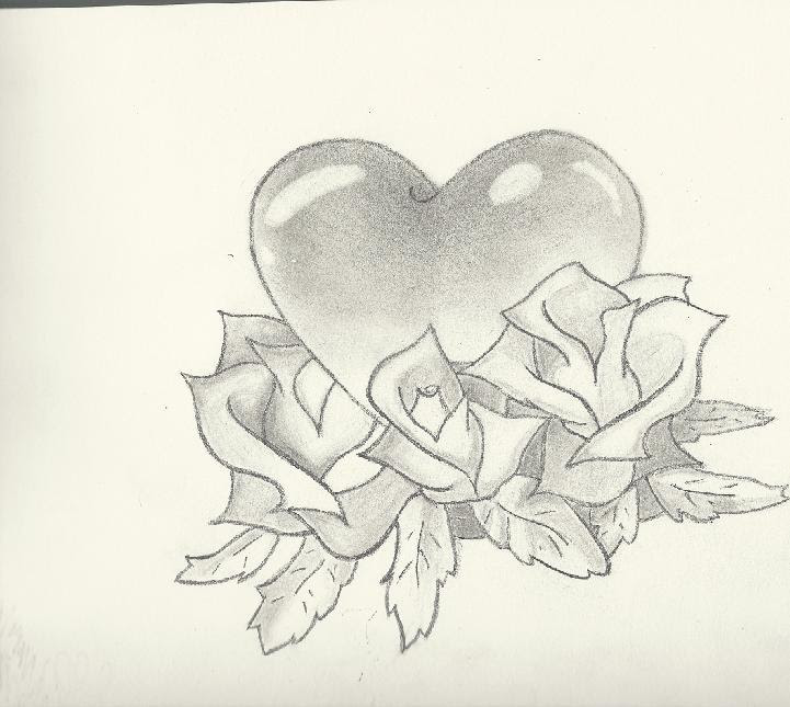 Drawing Of A Rose And Heart In Pencil Brown Leather Pencil Skirt