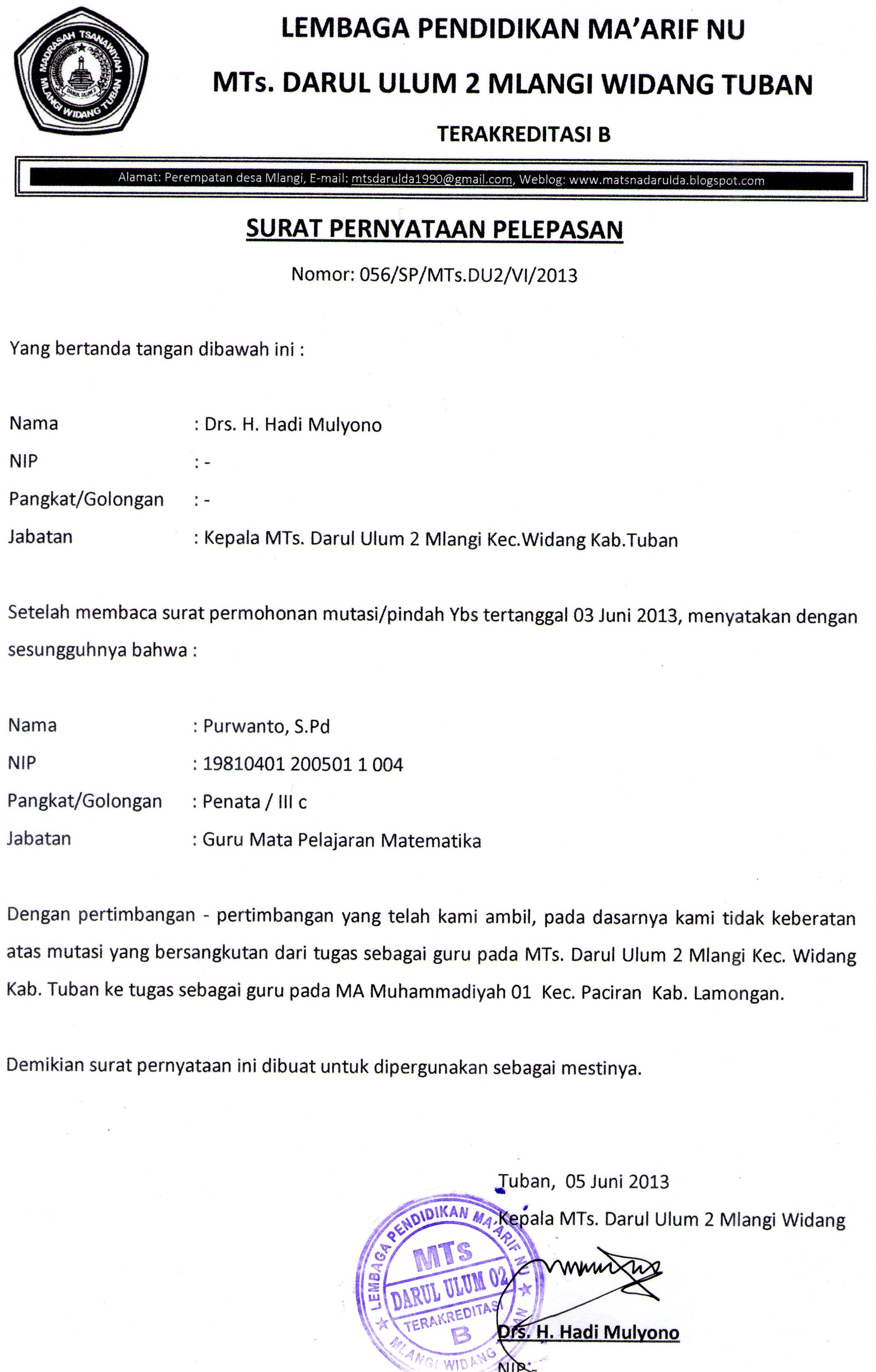 Surat Permohonan Kerja Lebih Masa - Lettre F