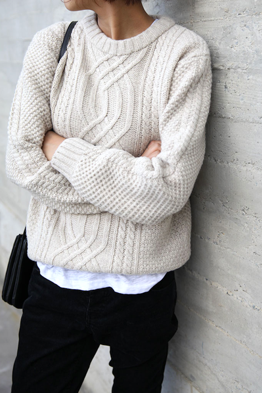 Le Fashion How To Layer A Cozy Cable Knit Sweater