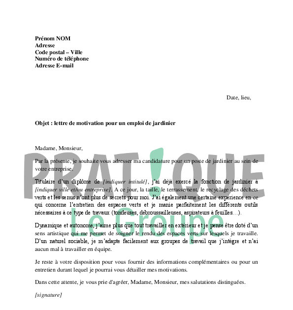 Lettre De Motivation Jardinier En Mairie - Bukalah r