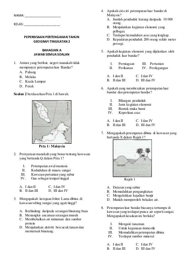 Jawab Soalan Geografi Tingkatan 1 Online - Selangor s