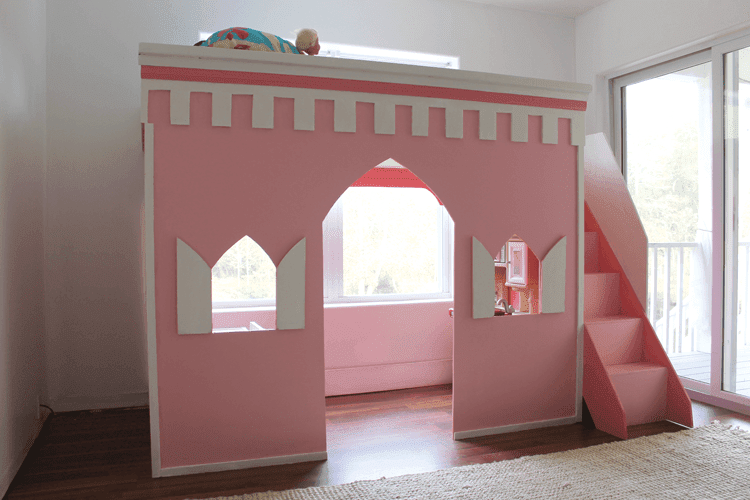 Learn how to build a princess castle loft bed with this AWESOME tutorial! Your little princess definitely deserves a gorgeous place of her own!