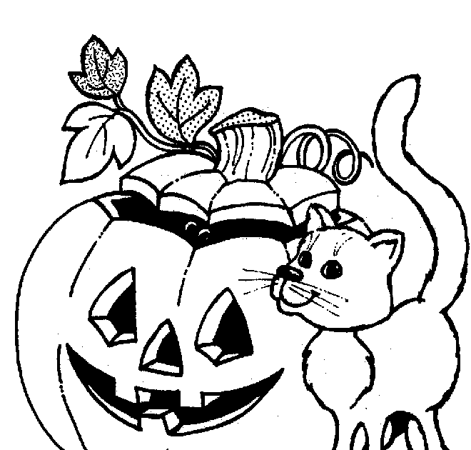 Coloring & Activity Pages: Jack-O-Lantern & Cat Coloring Page