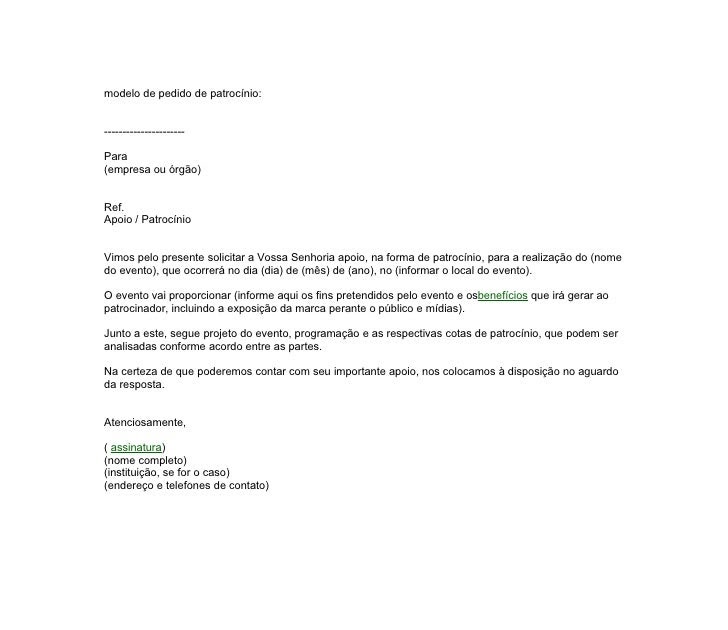 Exemplo De Oficio Para Pedir Patrocinio Vários Exemplos