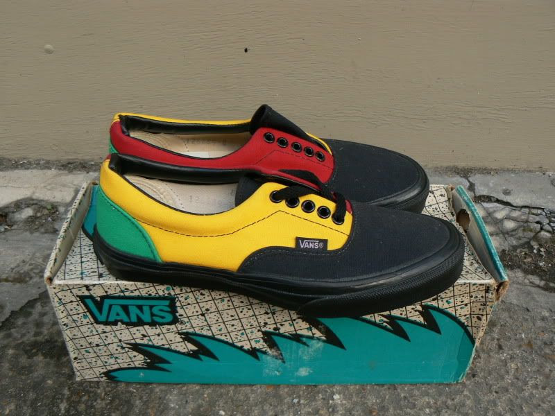 ZONE7STYLE: Vintage Vans Made in The USA Black/Yellow/Green/Red Shoes