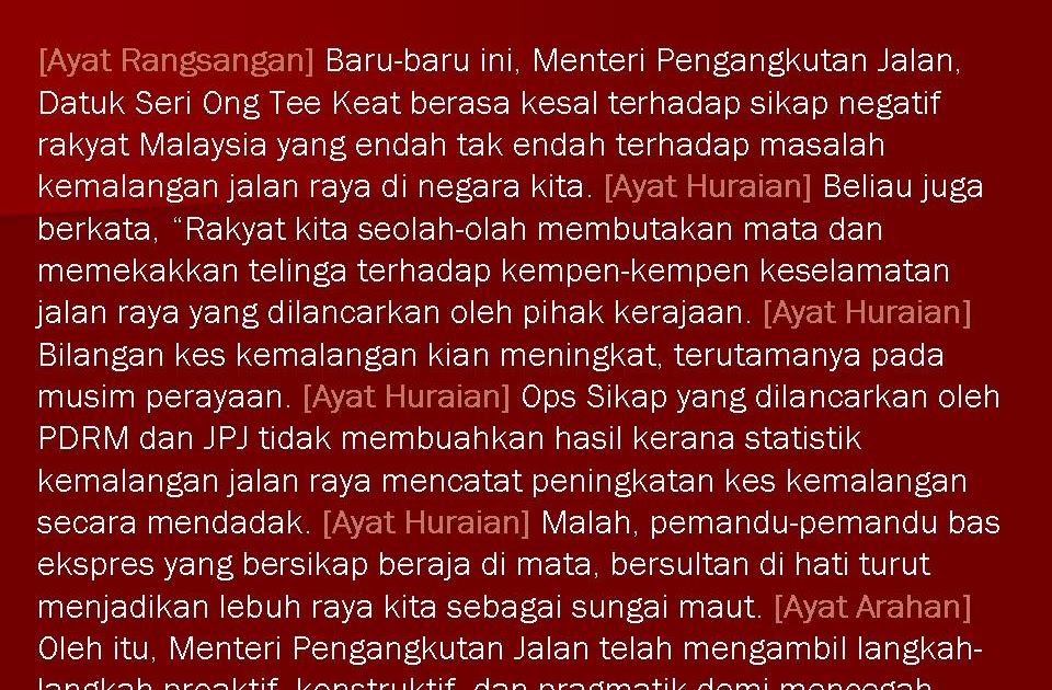 Contoh Soalan Karangan Kemalangan Jalan Raya - Masaran e