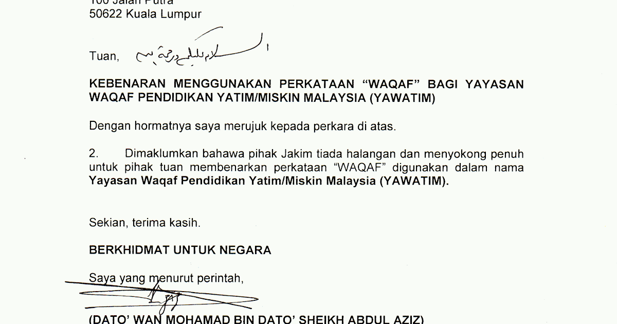 Contoh Surat Rasmi Sokongan Ketua Kampung - Surat 31