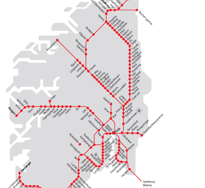 Järnvägsnät Norge Karta | Karta