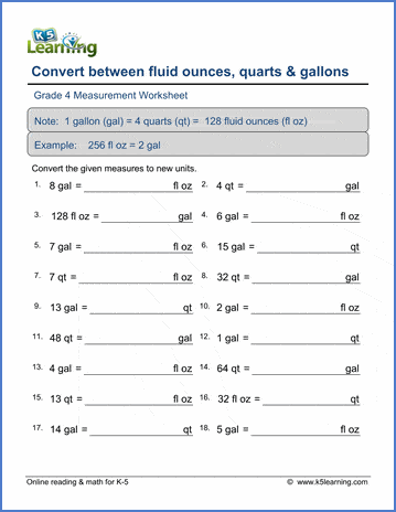 4th Grade Math Worksheets Volume