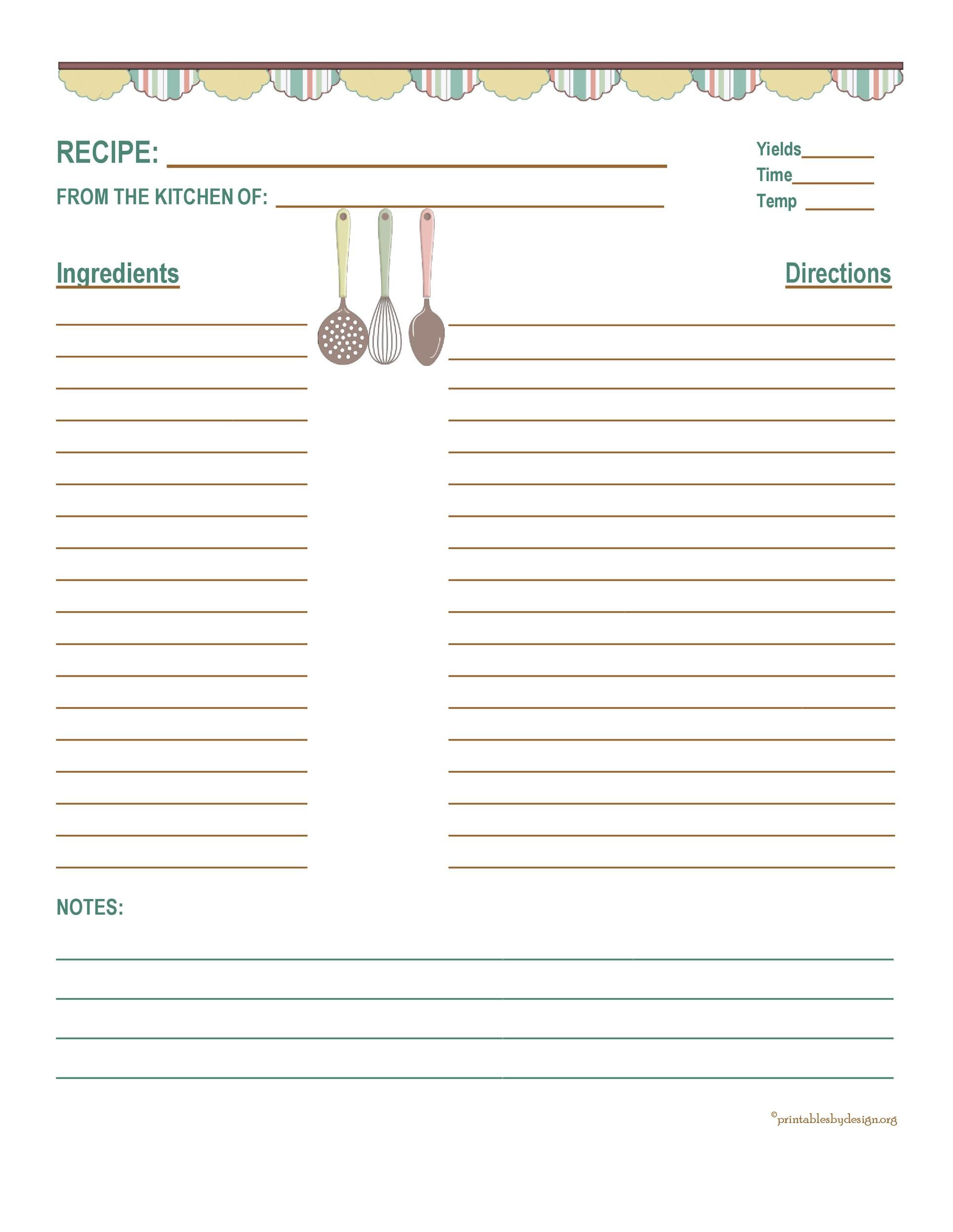 Free Editable Recipe Templates For Microsoft Word