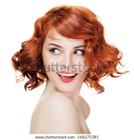 Beautiful smiling woman portrait isolated on white background