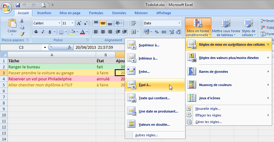 Mettre En Couleur Une Cellule Excel Sous Condition Choix