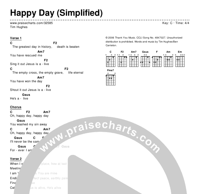 Happy Day Chord Chart Chord Walls
