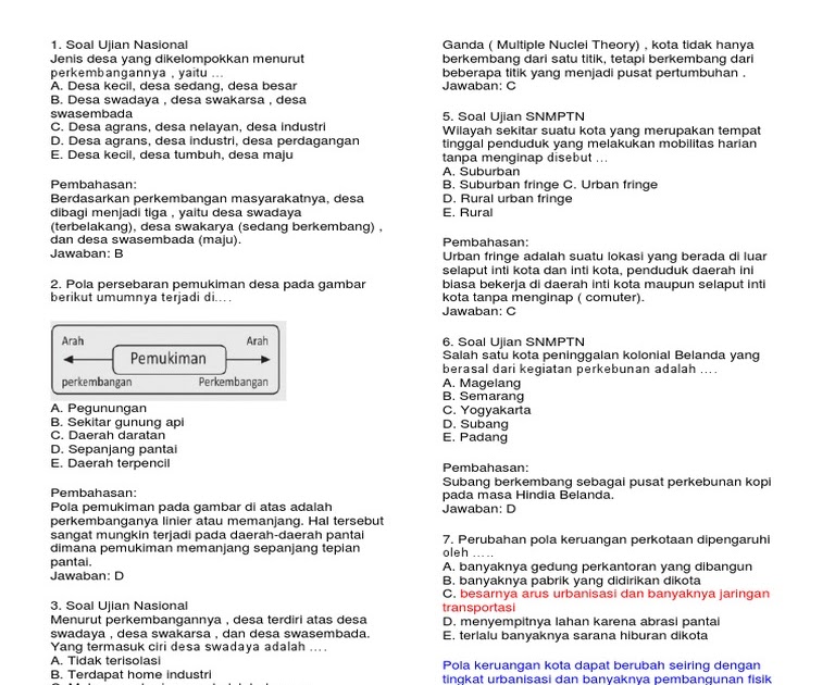 Soal Geografi Kelas 12 Tentang Desa Dan Kota Beserta Jawabannya Guru Paud