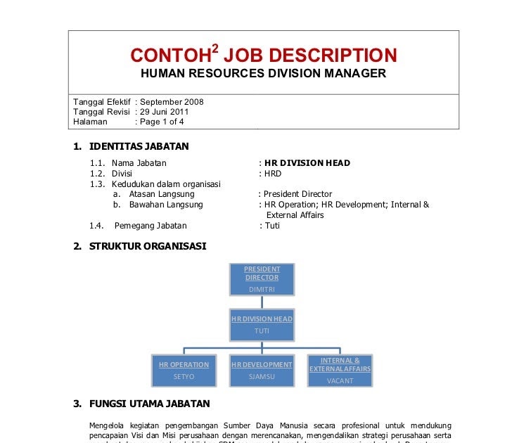 Contoh Job Description Slideshare - Cable Tos