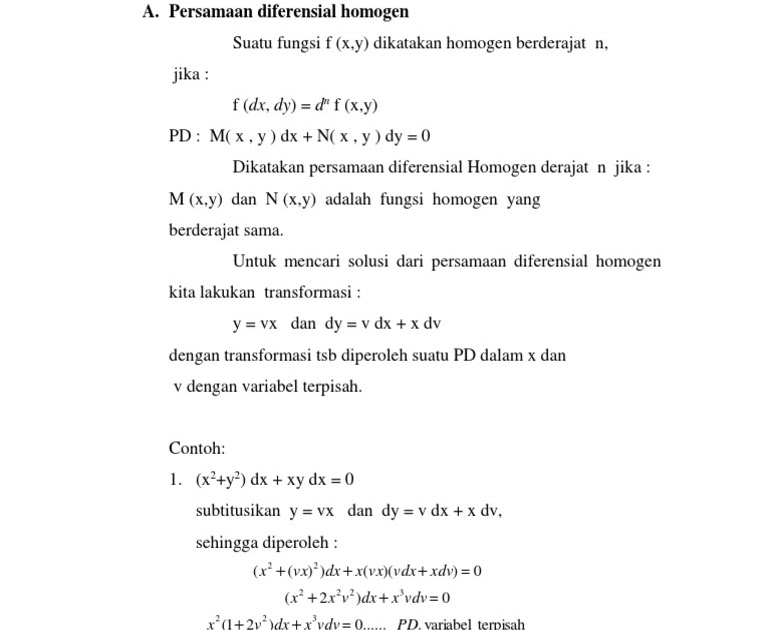 Contoh Soal Dan Pembahasan Persamaan Diferensial Bernoulli - Pembahasan