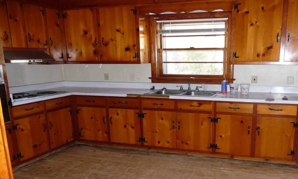 Update Knotty Pine Kitchen Cabinets