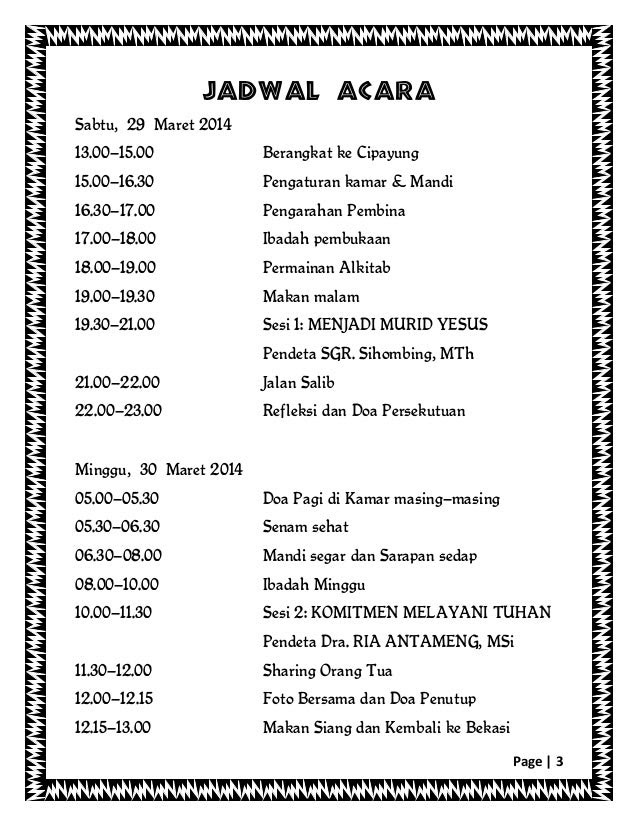 Contoh Rundown Acara Natal Sekolah Minggu / Contoh Rundown Acara Natal