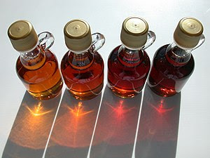 Grades of Vermont maple syrup. From left to ri... Grades of Vermont maple syrup. From left to ri...
