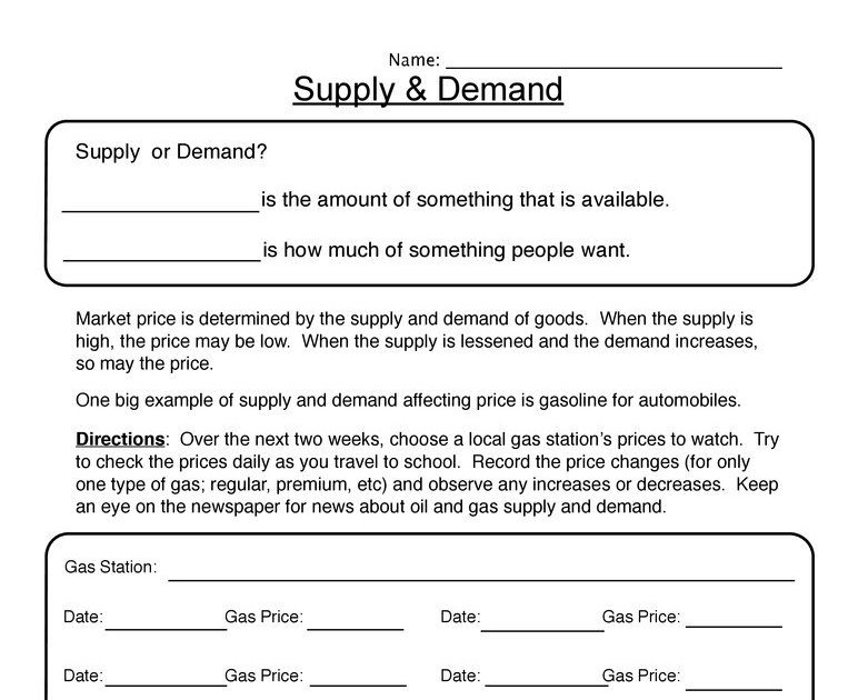 Graphing Supply And Demand Worksheet Answers