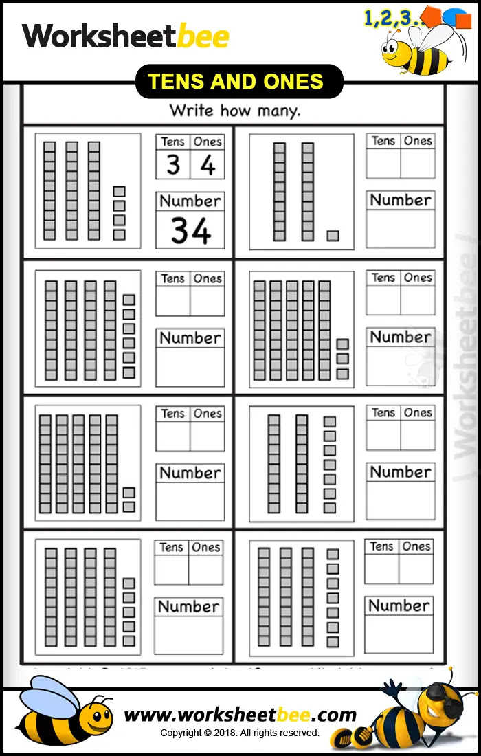 Tens And Ones Worksheet - Practice Place Value: Ten Thousands