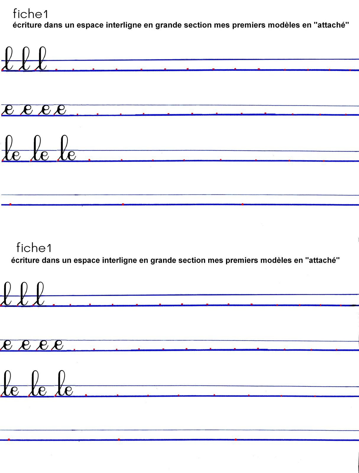 Fiche À Imprimer Ecriture Cursive 7 Fiches Décriture Pour S