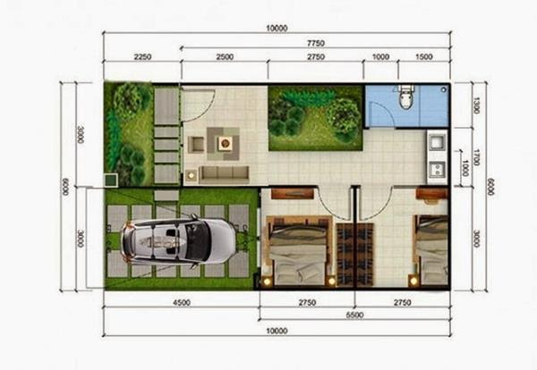 Terbaru Ukuran Rumah  Type  21 Berapa  Meter  Denah Minimalis 