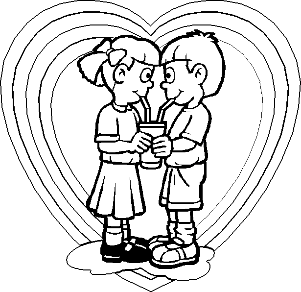 Puppy love coloring pages of two little dogs cuddling lovingly.