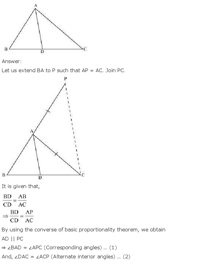 NCERT Solutions for Class 10th Maths Chapter 6 - Triangles