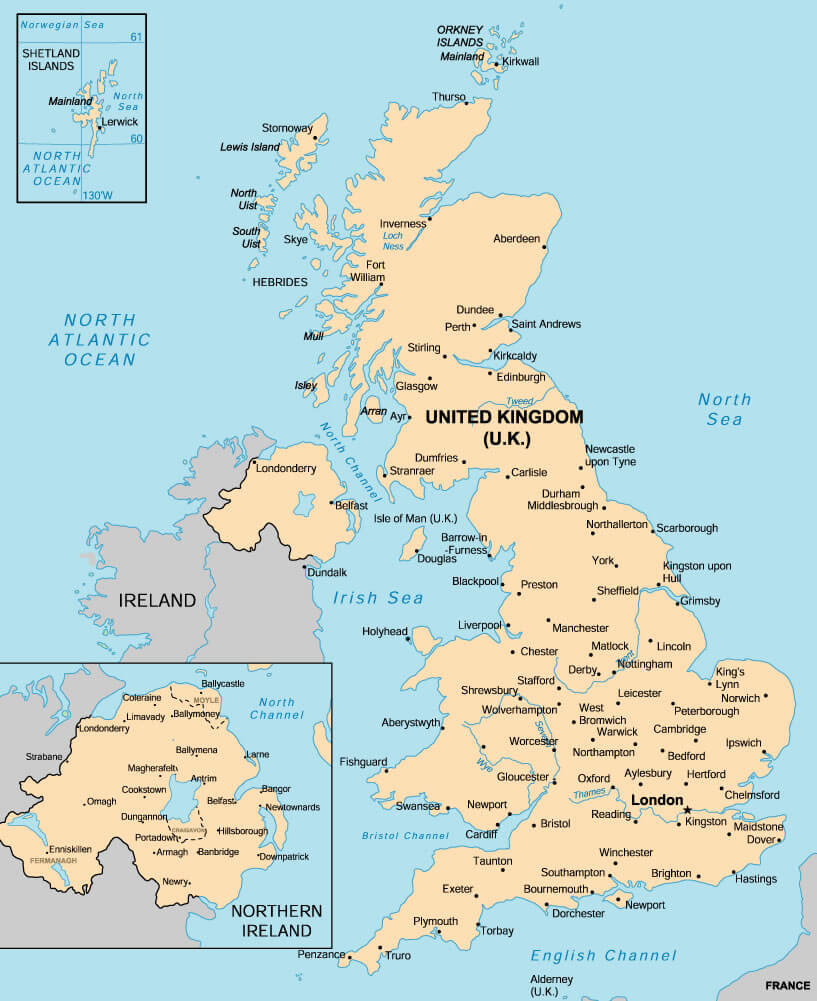 England Map Major Cities - DANZABELICA