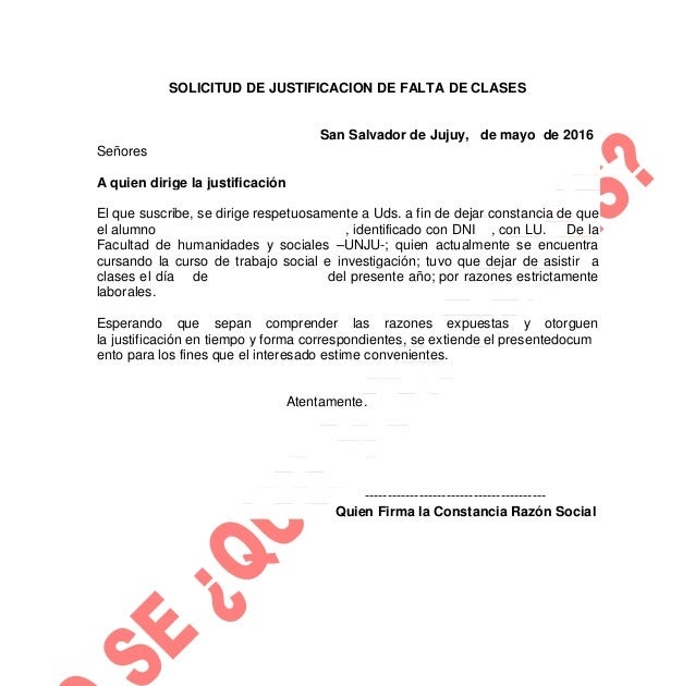 Ejemplo De Carta Para Justificar Faltas En La Escuela Por Trabajo My