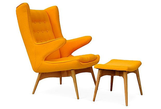 Jonis Armchair and Ottoman, Yellow on OneKingsLane.com