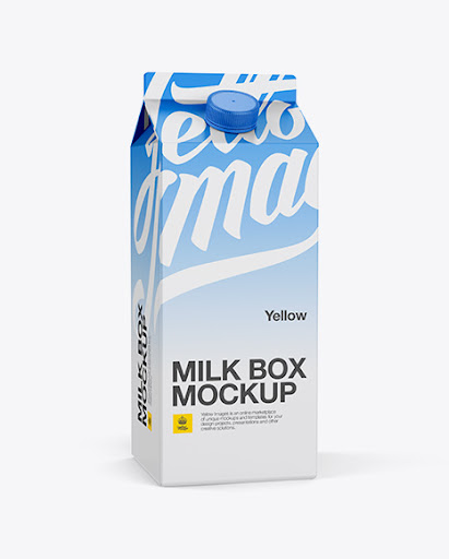 Download Free 0 5 Gal Milk Carton Psd Mockup Halfside View PSD Mockup Template