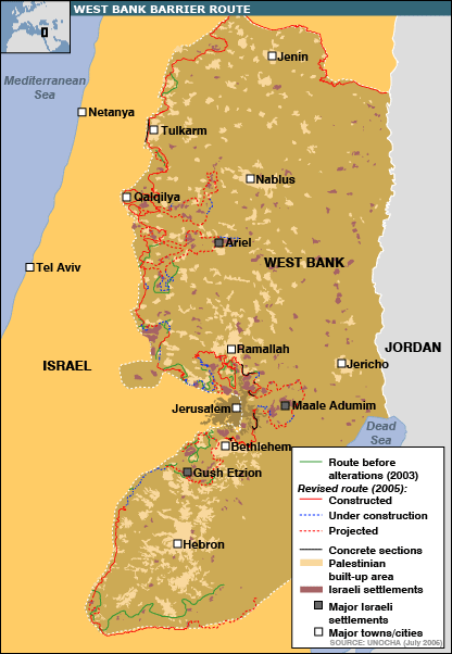 Israel West Bank Wall Map