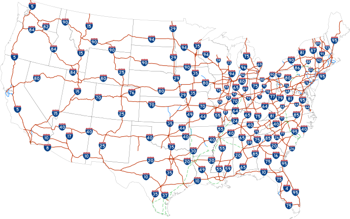 Map United States Major Highways Direct Map