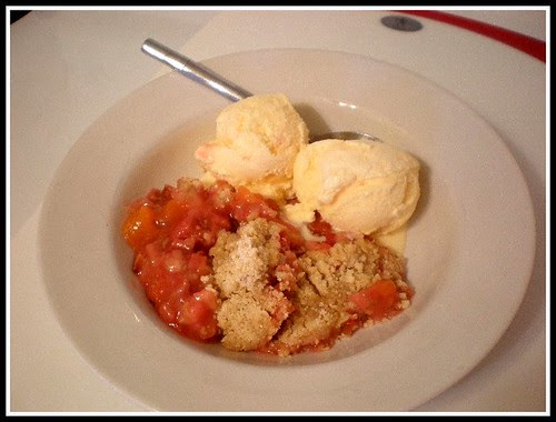 Rhubarb Peach Cobbler/Crisp w/ French Vanilla Ice Cream
